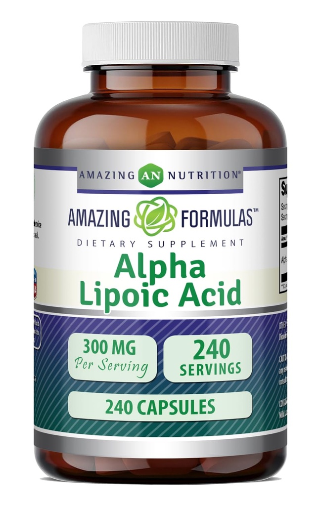 Amazing Formules Alpha Lipoic Acid 300 mg Capsules Supplement 