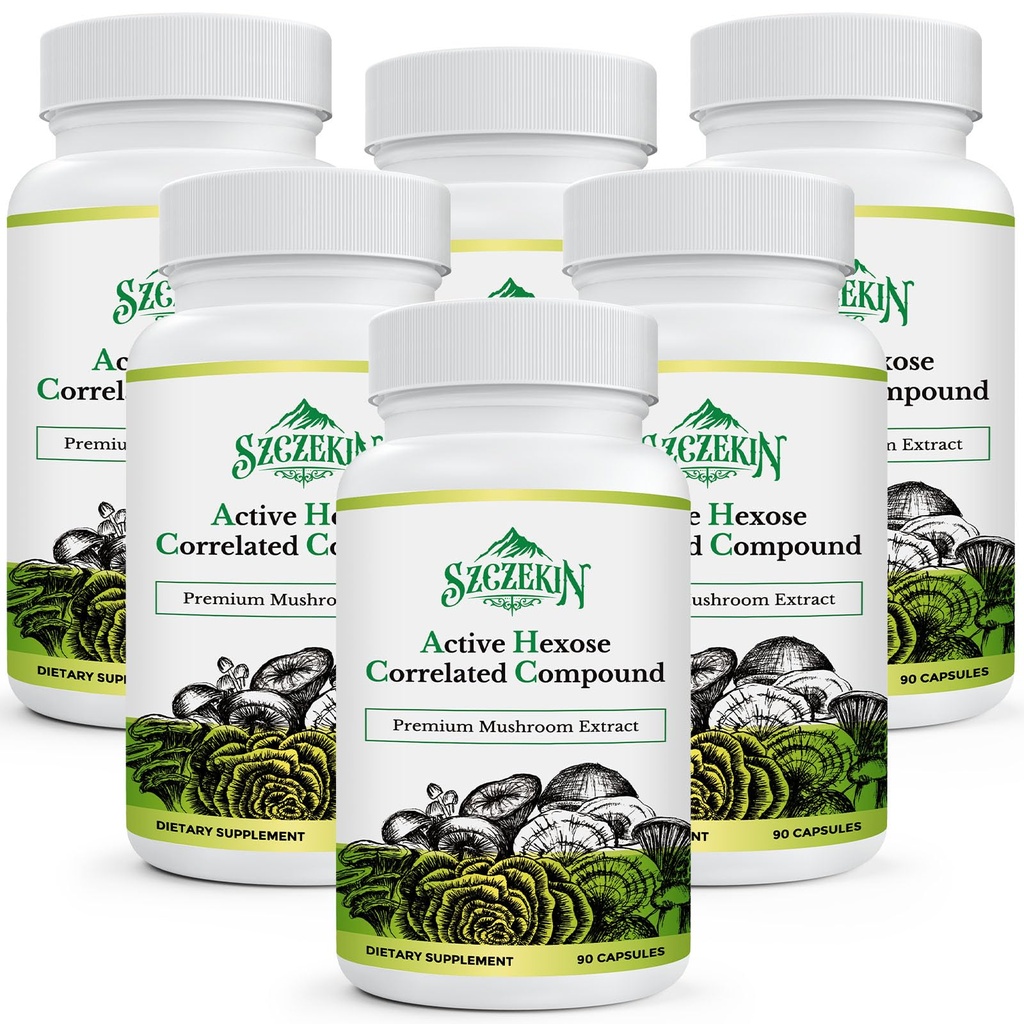 Active Hexose Correlated Compound 1500 mg Supplement, Natural 8 Mušroom Extract Supplement, Immune System, Pečeň Funkcia, Prírodný zabijak a T bunky Aktivita, 540 Veggie Kapsule