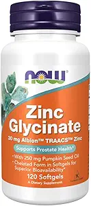 Teraz doplnky, Zinok Glycinát s 250 mg tekvicového oleja, podporuje prostaty zdravie*, 120 Softgels