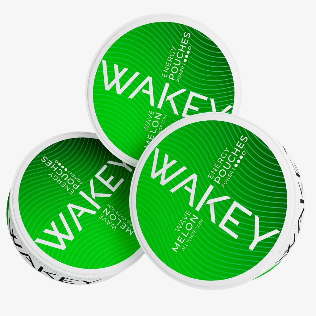 Wakey Energy Pouches | 50mg Caffeine | Vitamins A, C, D, B12, B1 | Sugar Free - 20 Nicotine Free Pouches Per Can (3 Pack) (3 Pack, Melon Wave 50mg)