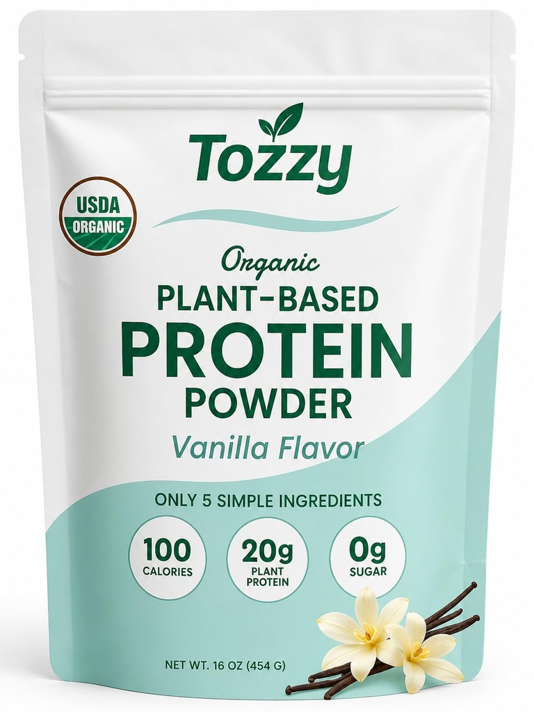 TOZZY Organic Vegan Protein Powder, Vanilka 16 Slúži 