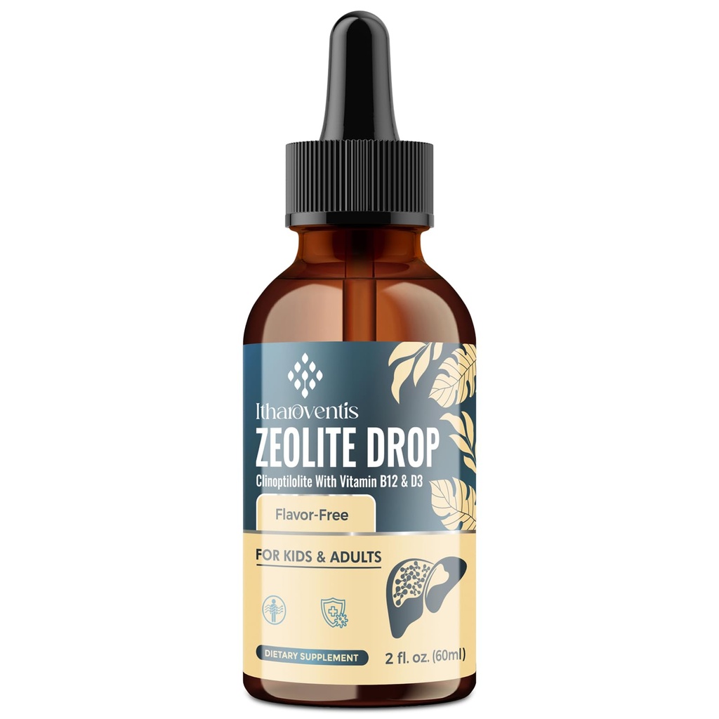 Zeolite Detox for Kids Liquid Drops- Clinoptilolite Zeolite with Pure Vitamins B12 & D3, 2 Fl Oz