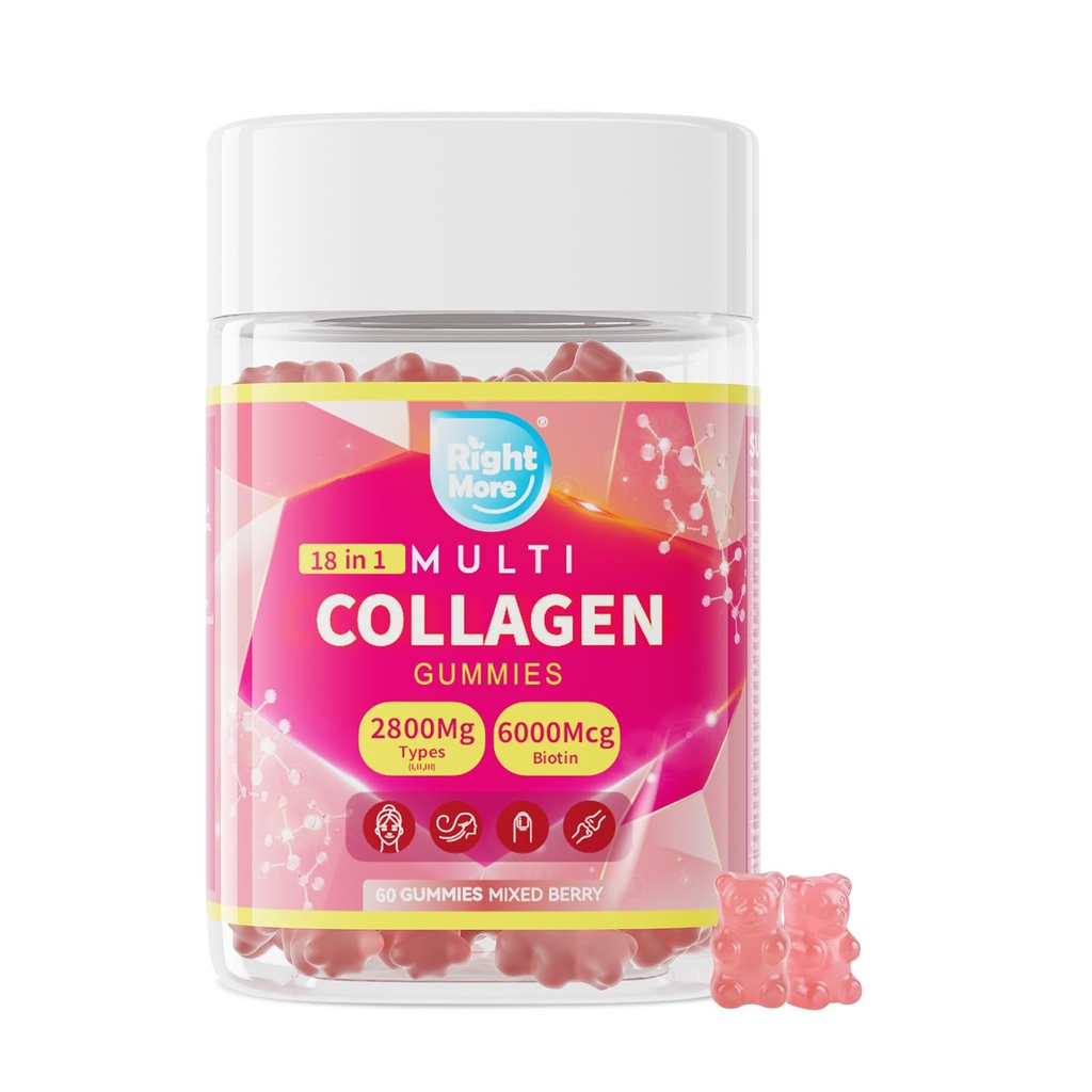 Dual-Type Bovine & Chicken Collagen + 6000mcg Biotin + Vitamin C & Hyaluronic Acid Collagen Nourishing Gummies