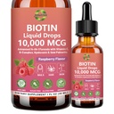 Pure Biotin 10000mcg Liquid Drop Optimal Solutions Hair Skin & Nails Vitamins Support w. Collagen Keratin Hyaluronic Acid Saw Palmetto, Biotin(Vitamin B7) for Hair Growth & Cellular Energy