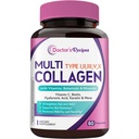 Doctor's Recipes Multi Collagen Peptides, Type I, II, III, V, X, 1000 mg Per Serving, Vitamin C, Biotin, Hyaluronic Acid, Keratin, Turmeric, for Hair, Nails, Skin, Stay Active, Antioxidant, 60 Caps