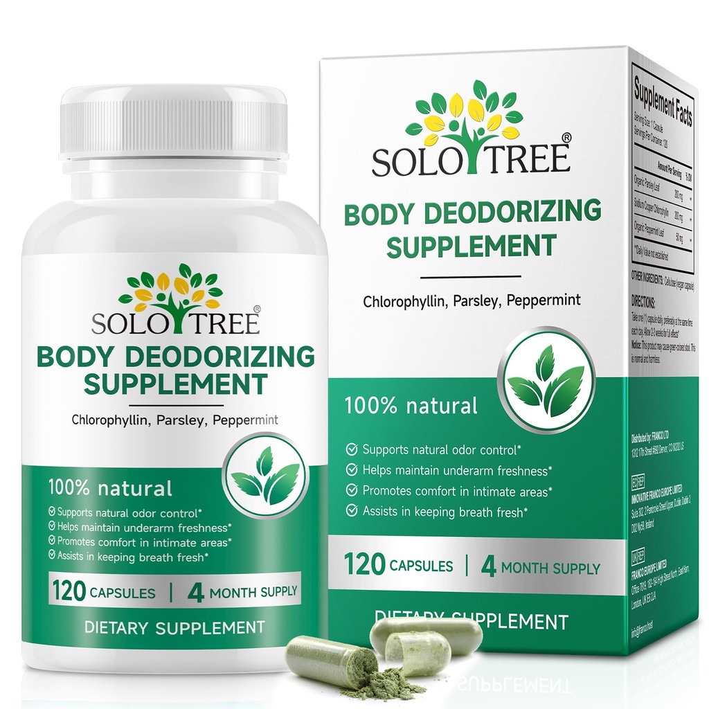 Chlorophyll Capsules | Internal Body Deodorant Supplement for Men & Women | Natural Odor Control for for Body Odor, Fresh Breath,Immune Support,Vegan(120 Caps)