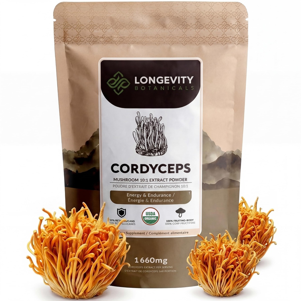 Longevity Botanicals Organic Cordyceps Mushrom Extract Powder 100g 