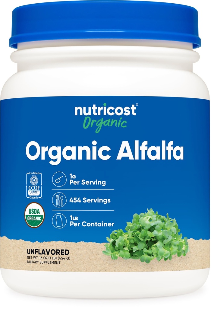 Nutricost Organic A lucerna Powder 1LB - USDA Certified 100% Organic, Vegetarian, Non-GMO, Gluten Free