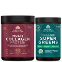 Ancient Nutrition Multi Collagen Protein Powder, unflaved, 60 Servings + Supergreens Powder, Zelená chuť, 25 Servings
