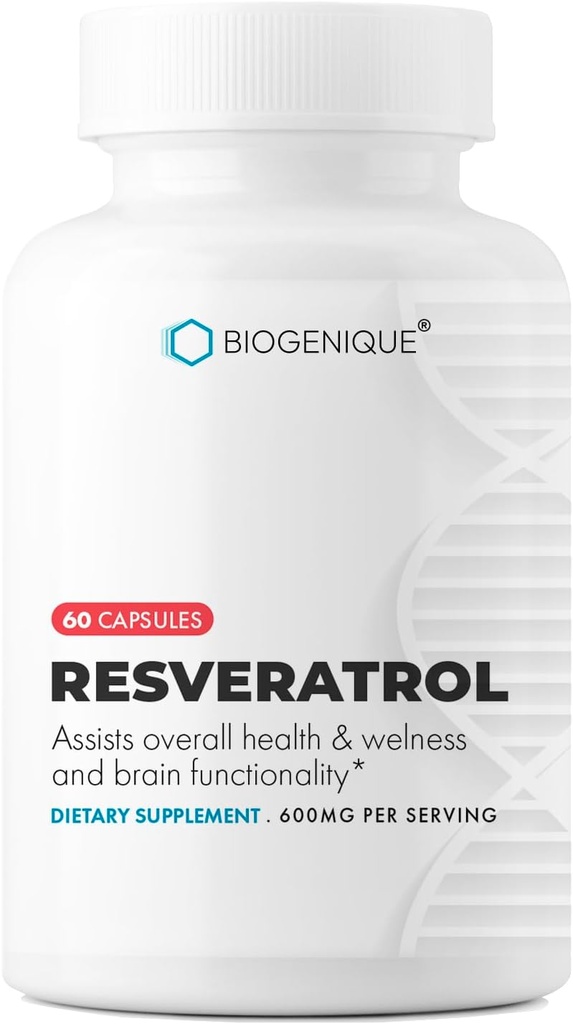 Resveratrol 600 mg Potent Antioxidanty & Trans-Resveratrol z polygonum Root Extract, podporuje anti-Aging & Cardiovary Podpora, 60 Kapsule - Made in USA - Vegan, Non-GMO, Gluten Free