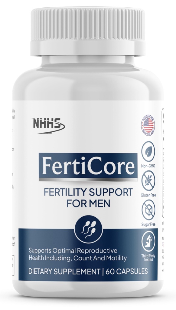 FertiCore – Men’s Fertility & Reproductive Wellness Supplement – Supports Sperm Health, Motility & Vitality – with Vitamins, Minerals, Amino Acids & Antioxidants – Made in USA, 60 Capsules