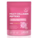 Multi Collagen Peptides Powder — Types I, II, III, V, X — 1 Pounds Unflavored — with Biotin, Hyaluronic Acid & Vitamin C — Keto & Paleo, Non-GMO, Gluten-Free