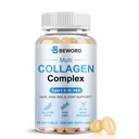 BEWORD Multi Collagen Softgels for Women & Men, 60 Capsules - Type I,II,III,V,X Hydrolyzed Collagen w/Vitamin C & Hyaluronic Acid - Supports Skin, Hair, Nails, Joints - Grass-Fed, Non-GMO, 1 Pack