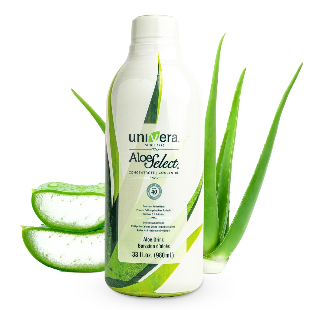 Univera Aloe Vera Juice, Preminum Organic Aloe Vera, 10% Polysacharid Retention, Digestive Enzymes for Gut Health, Immune Support & Gut Health, Aloe Flavor - 30 Days Supply (33 fl oz)