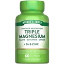 Nature's Truth Triple Magnesium Complex Supplement | 60 Capsules | Glycinate, Citrate & Malate | with D3 & Zinc | Vegetarian, Non-GMO, & Gluten Free