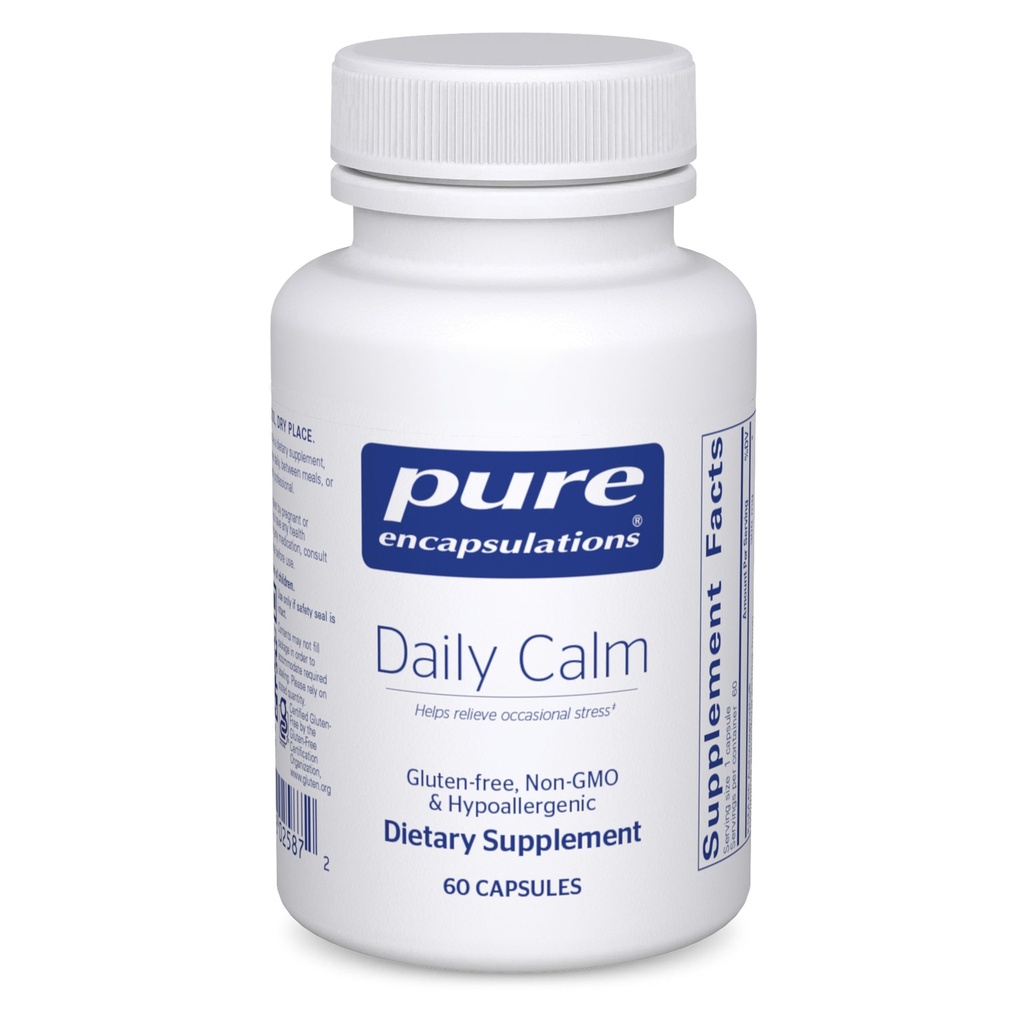Pure Encapsulations Daily Calm - Vegan Stress & Sleep Support - Obsahuje Ashwagandha, Saffron, GABA & L-Theanine - Non-GMO, Soy-Free & Gluten-Free - 60 Kapsule