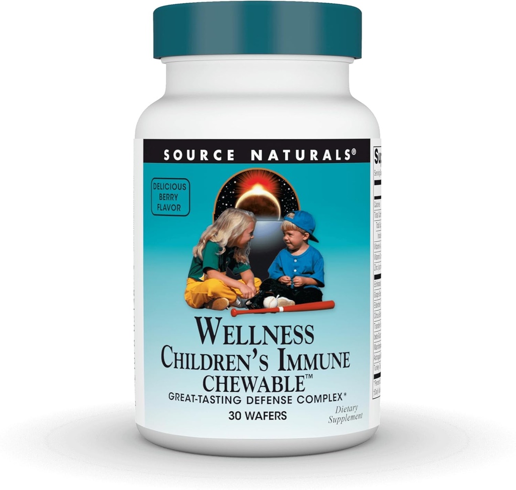Zdroj Naturals Wellness Detská imúnna žuvačka, skvelo chutiaci obranný komplex, malinová ochutená* - 30 Wafers