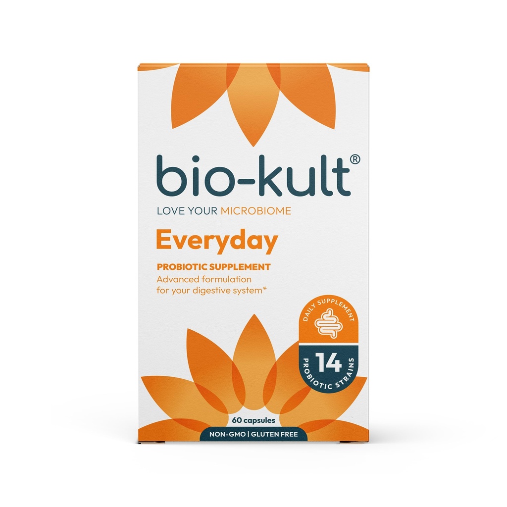 Bio- Kult Gut Health Probiotic Supplement, 14 Kmene, Probiotiká pre ženy a mužov, Imunitná podpora, Tráviace zdravie, Policajt-stabilné, non-GMO a Gluten-free, Kapsule, 60 Počet (Pack of 1)