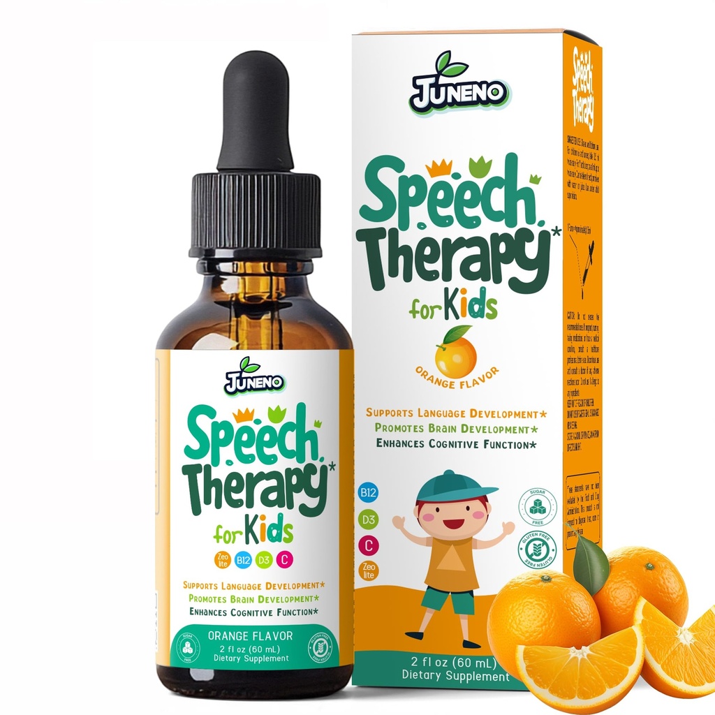 Speech Therapy Drops - Support Supplement for Kids with Communication Delay Language Brain Development Cognitive Function - Zeolite Vitamins B12 D3 C for Daily Wellness - Sugar Free Gluten-free