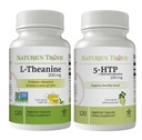 Nature's Trove L- Theanine 200 mg 120 Vegetariánov Kapsule & 5- HTP 100 mg 120 Vegetariánov Kapsule - Pokoj a zdravá nálada Stack