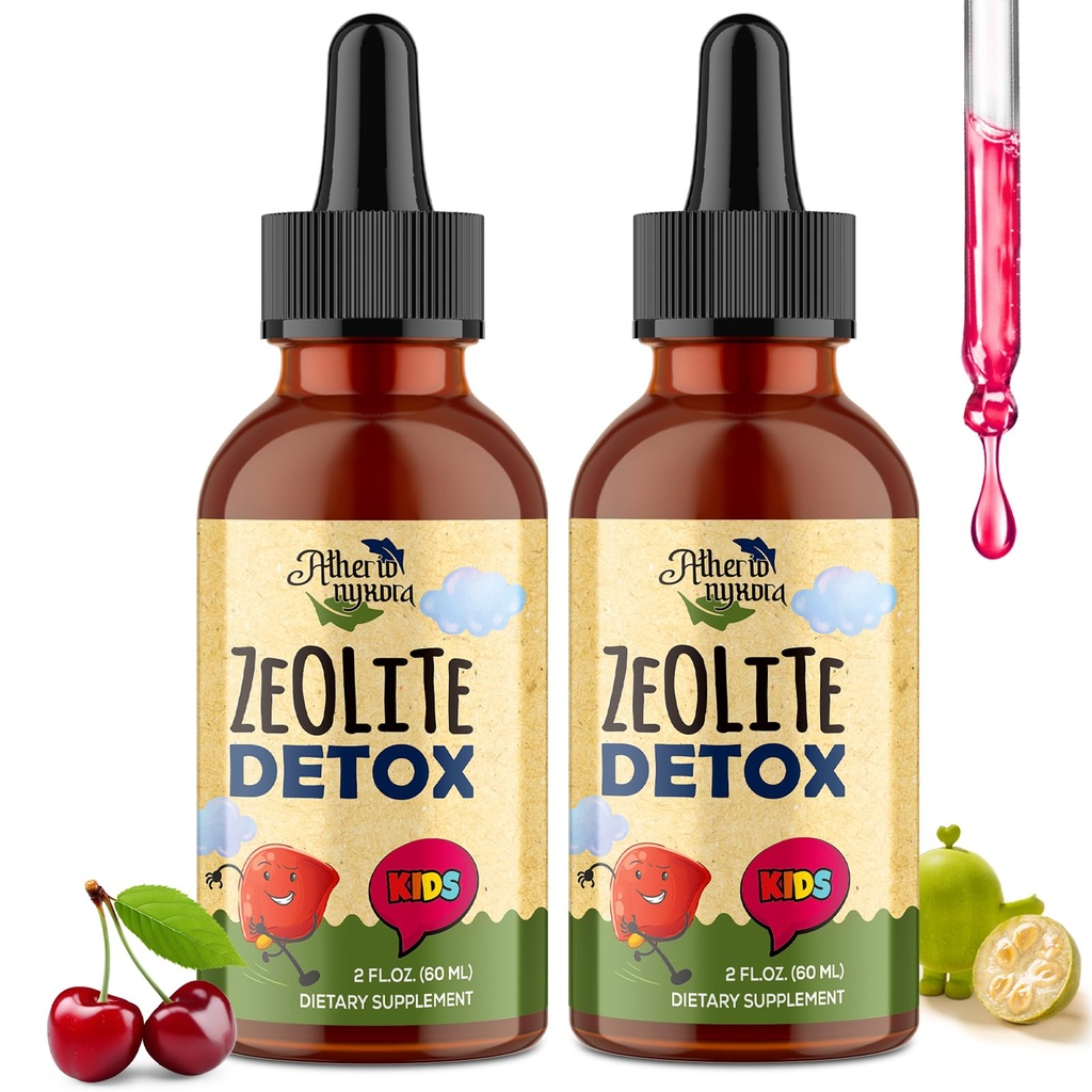 Zeolite Detox for Kid – Contains Clinoptilolite Zeolite, Vitamin C, Magnesium, and Zinc, 60ml（2 Pack）
