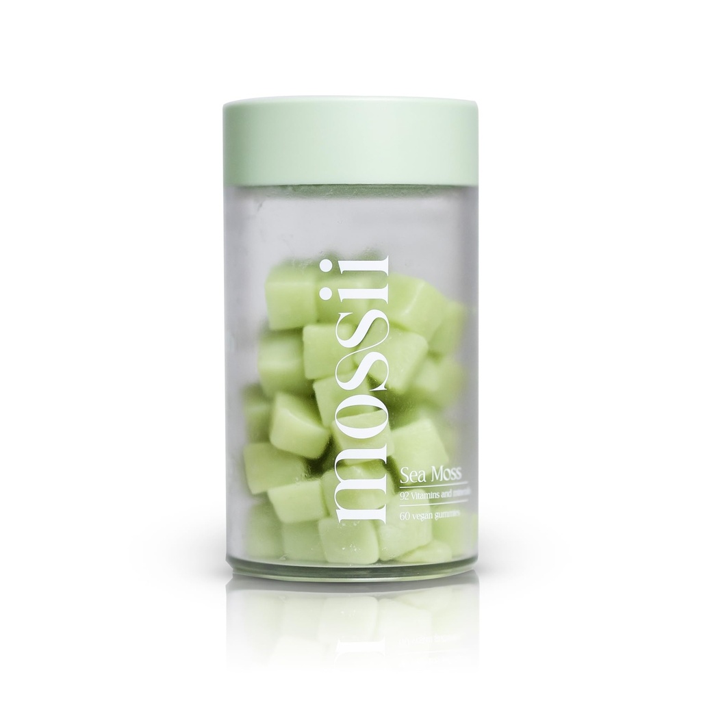 mossii Sea Moss Gummies, 60 Vegan Gummies, 1600mg Irish Sea Moss and 1000mg Bladderwrack, 92 Vitamins and Minerals