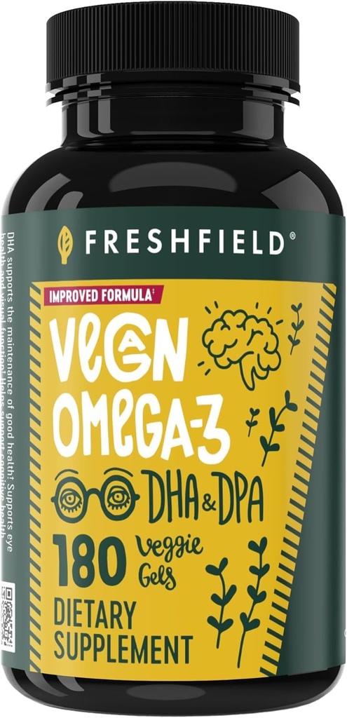 Vegan Omega 3 DHA: Algae Oil, Most Reviewed, Carragenan Free, Udržateľný, Testovaný, žiadne ťažké kovy, Rybí olej Alt, Plant Based Omega. Podporuje srdce, mozog, spoločné zdravie w/DPA