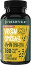 Vegan Omega 3 DHA: Algae Oil, Most Reviewed, Carragenan Free, Udržateľný, Testovaný, žiadne ťažké kovy, Rybí olej Alt, Plant Based Omega. Podporuje srdce, mozog, spoločné zdravie w/DPA