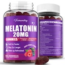 Melatonin Gummies 20mg for Adults - Maximum Strength Melatonin Gummies with L-Theanine, Omega-3, D3 & Zinc - Non-Habit Forming, Vegan, Non GMO, Natural Mixed Berry Flavor