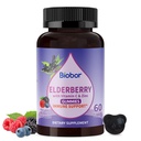 Prírodné čierne plody Gummy 150mg, bazové ovocie extrakt s vitamínom C a zinkom, bylinné staršieCraft® Gumies Denná imunitná podpora pre deti a dospelých, 60 Počet
