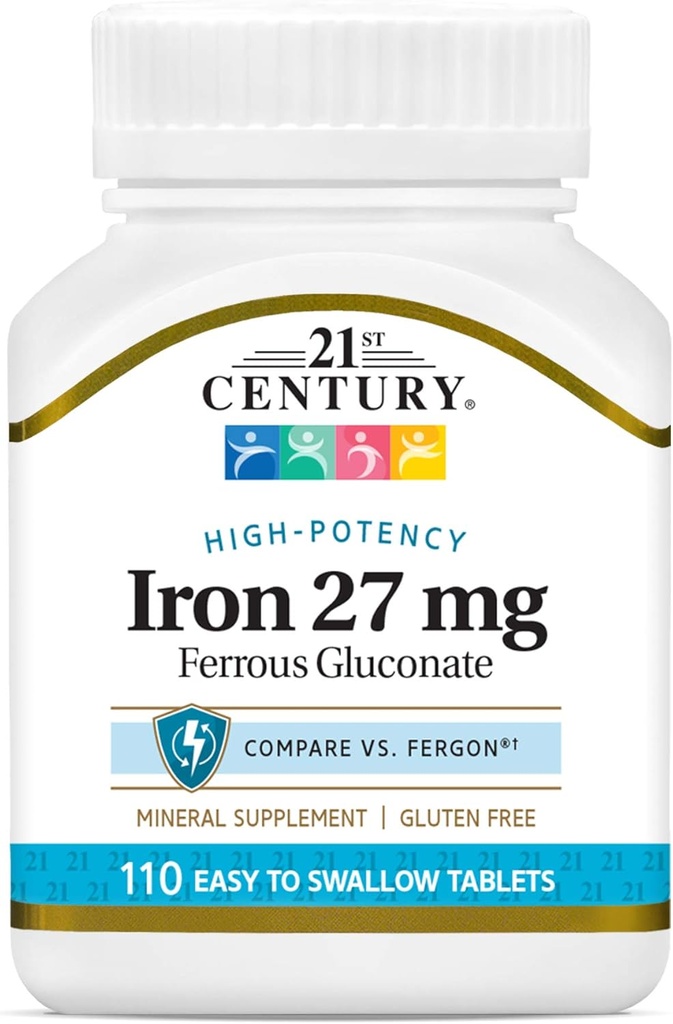 21st Century Železo 27 Mg Ferrous Gluconate Tablety, 110Count