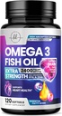 Omega 3 rybí olej doplnky 2400mg - Trojitá sila Omega 3 mastné kyseliny, prírodné zdravie srdca mozog a spoločná podpora - mastné kyseliny s EPA & DHA - Wild Caught Fish Oil Supplement - 120 Softgels