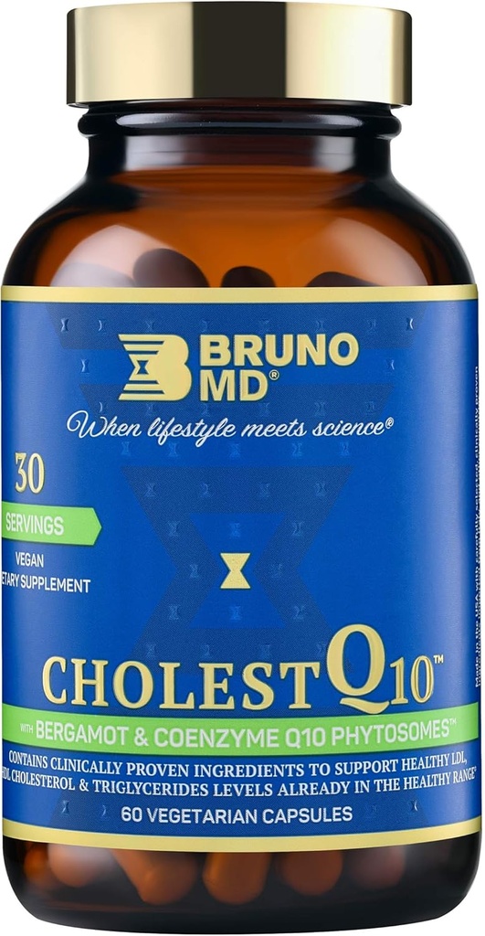 CholestQ10 Supplement, podporuje HDL hladiny cholesterolu a triglyceridov už v normálnom rozsahu, s Curcumin, klinicky preukázané zložky, Natural Cynara Cardunculus, 60 kapsúl