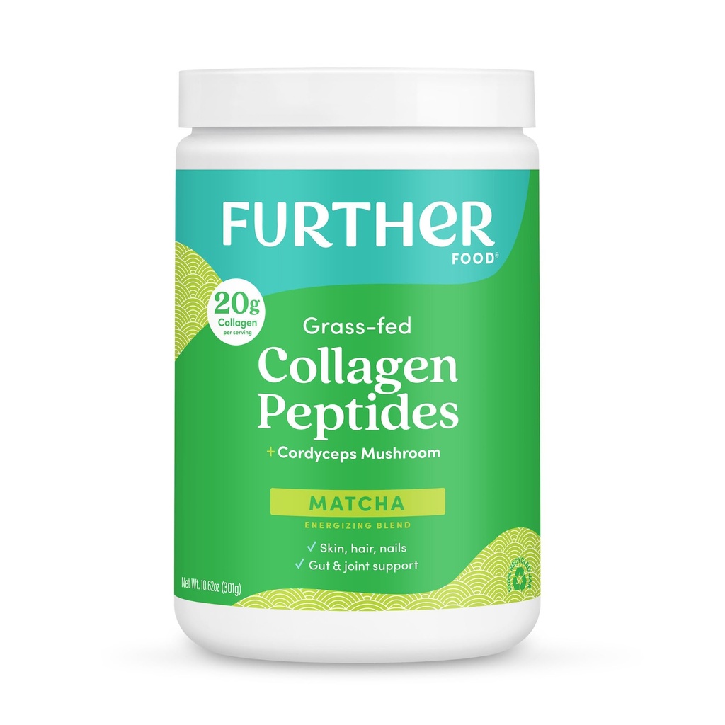 Ďalšie potraviny Matcha Collagen Peptidy Powder - Organic Matcha & Cordyceps for All Day Energy, Mental Clarity & Imunity & Premium for Gut Health, Joints, Skin, Hair & Nails 10.62 oz