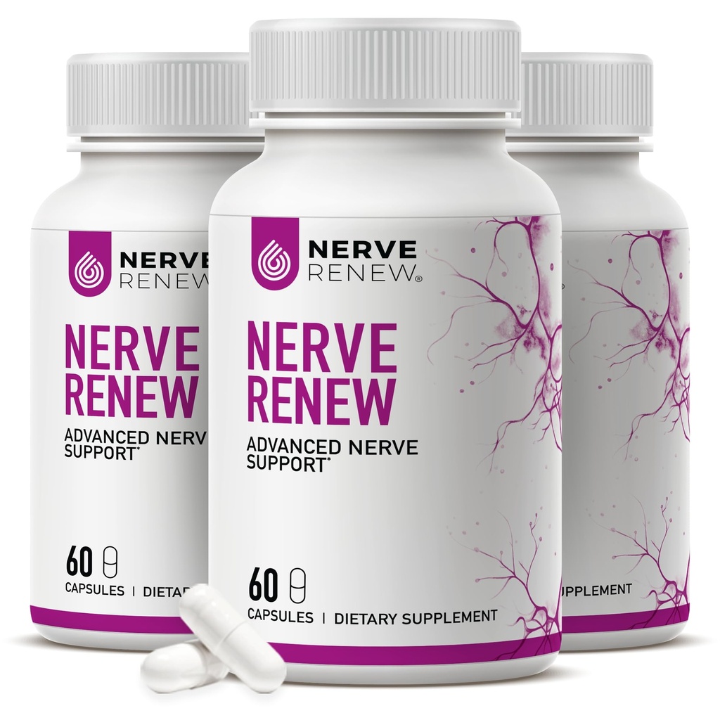 NERVE RENEW Advanced Nerve Support - 300mg Stabilizovaná kyselina R-Alpha Lipoová, vitamín B komplex, Benfotiamín, byliny pre rýchlu podporu