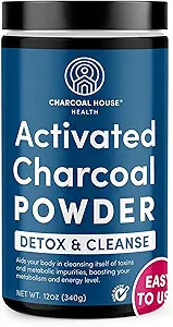 Charcoal House Detox a čistiť USP Medical Grade Kokosový shell Aktivovaný Charcoal Powder - s vysokou adsorpčnou a rýchlo pôsobiacimi kapacitami - práškové, jedlé a výživové - 24 oz