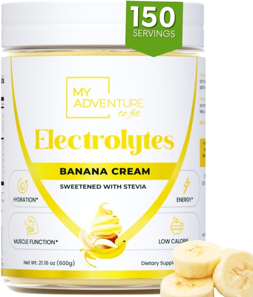 Zero Cukor - Banánový krém Electrolytes Powder - Osviežujúca hydratácia - Kofeín Free Energy with All Natural Ingredients - Vegan Keto & Paleo - Cukor Bez Electrolytes Powder Drink Mix - 150 Servírovanie