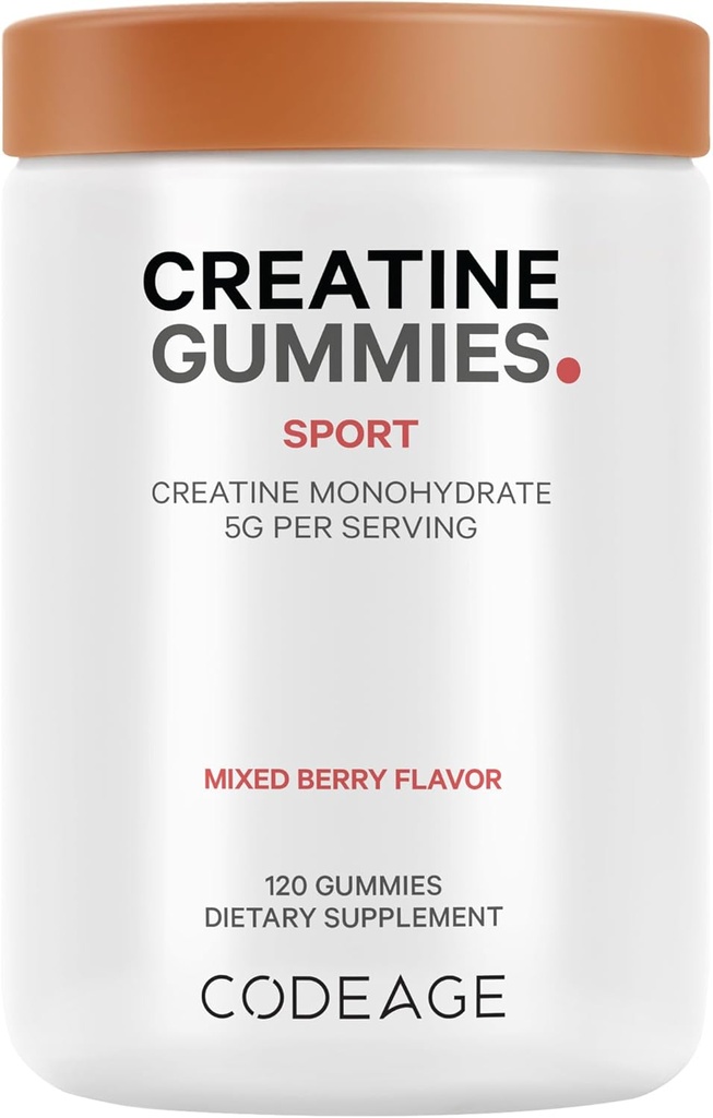 Kódovanie Monohydrát kreatínu Gumies Supplement - 5000mg Creatin - AstraGin Panax & Astralagus - Sport Gummy - Zmiešané Berry Flavor - Kettlebelle tvar Vitamíny - Vegan - Non-GMO - 120 Gummy