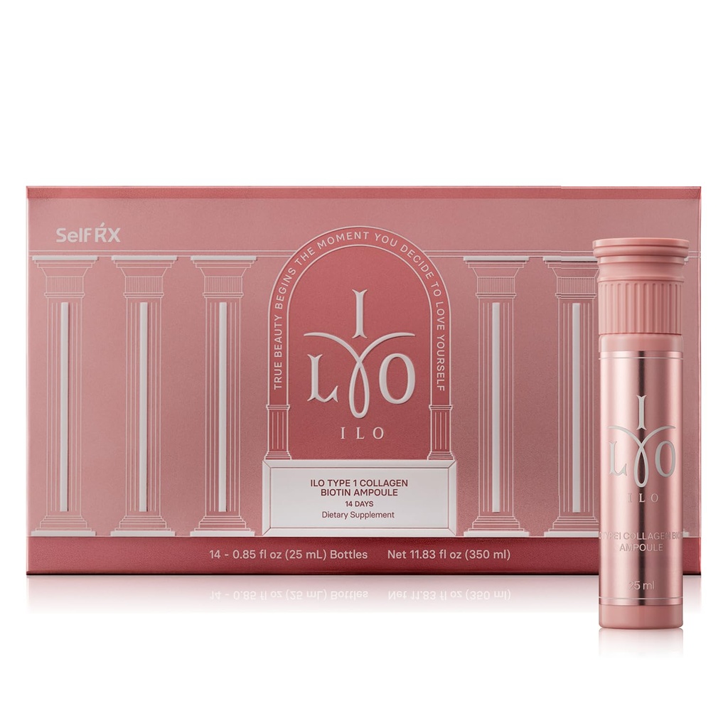 ILO Liquid Collagen Drink for Women, 3000mg Type 1 Marine Collagen + Biotin, Ceramide, Hyaluronic Acid & Vitamin C - No Fishy Taste, Orange Flavor - 14 Ready-to-Drink Bottles, Made in Korea