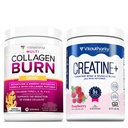 Vitauthority Multi Collagen Burn Energy: Hydrolyzed Protein Peptides with Hyaluronic Acid and Creatine Monohydrate Powder for Women Micronized Creatine Monohydrate with goBHB & CognatiQ