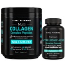 Vital Vitamins Multi-Collagen Powder 30 Servings + Hyaluronic Acid Hydration Complex 60 ct