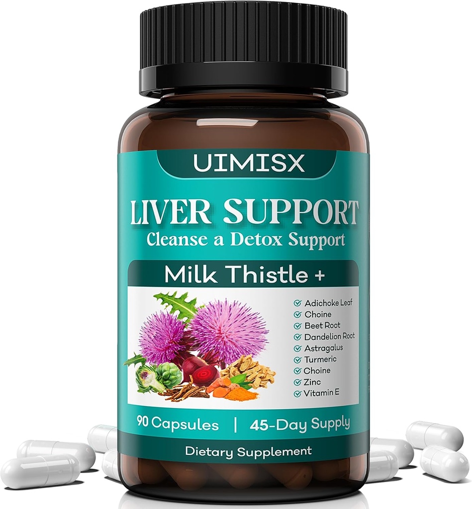 Mlieko Thistle Supplement - Pečeň Detox Čistiť Vzorec Bylinné Pečeň Podpora s mliekom Thitle, Púpava Root, Artičoky, Turmerica, Astragalus pre zdravie pečene, 90 Kapsule