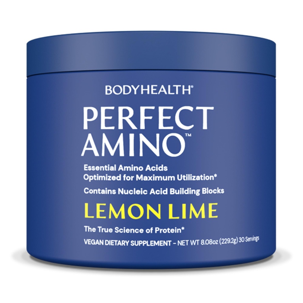 TeloHealth PerfectAmino Powder - BCAA a EAA Powder pre pre a po tréningu - Aminokyselinový nápoj pre mužov a ženy na podporu chudého svalstva a zotavenie - citrónová vápno - 30 porcií