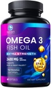Omega 3 Fish Oil 2400 mg Supplement, Trvalo dostupné, Triple Strength Omega-3 Supplement Softgels, Brain Health Support, EPA & DHA Fish Oil Mastné kyseliny Supplements, Gluten & GMO Free, 60 Softgels