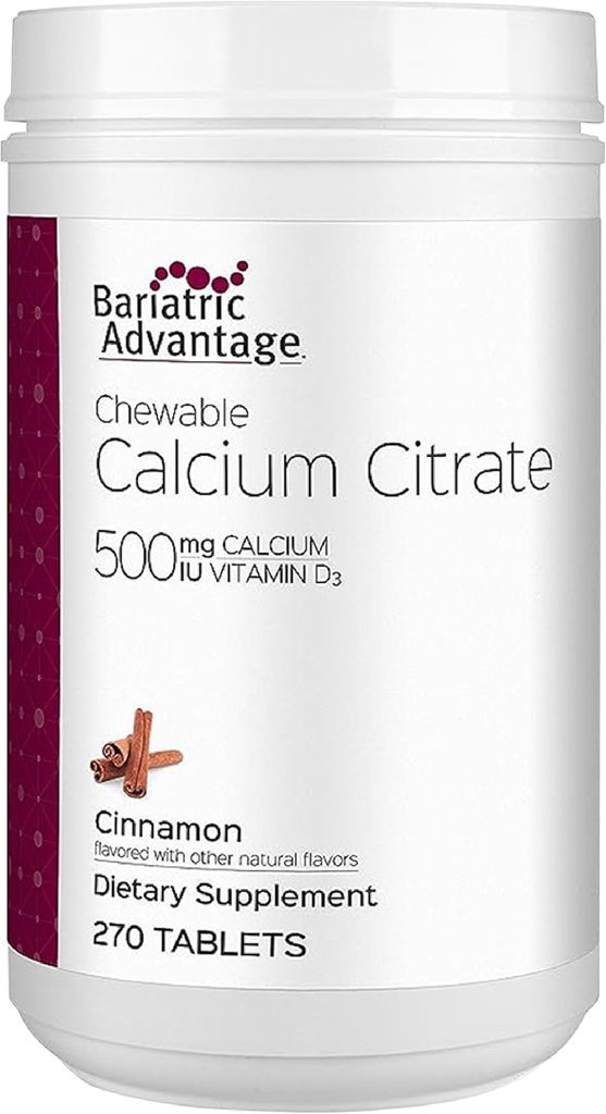Bariatrická výhoda Vápnik Citrát chutný 500 mg - pre Bariatrické chirurgia Pacienti - High-Potency, Easy-Digest Tablets - Citrát vápenatý - Bone Strength Supplements* - 270 Gróf - Škorica