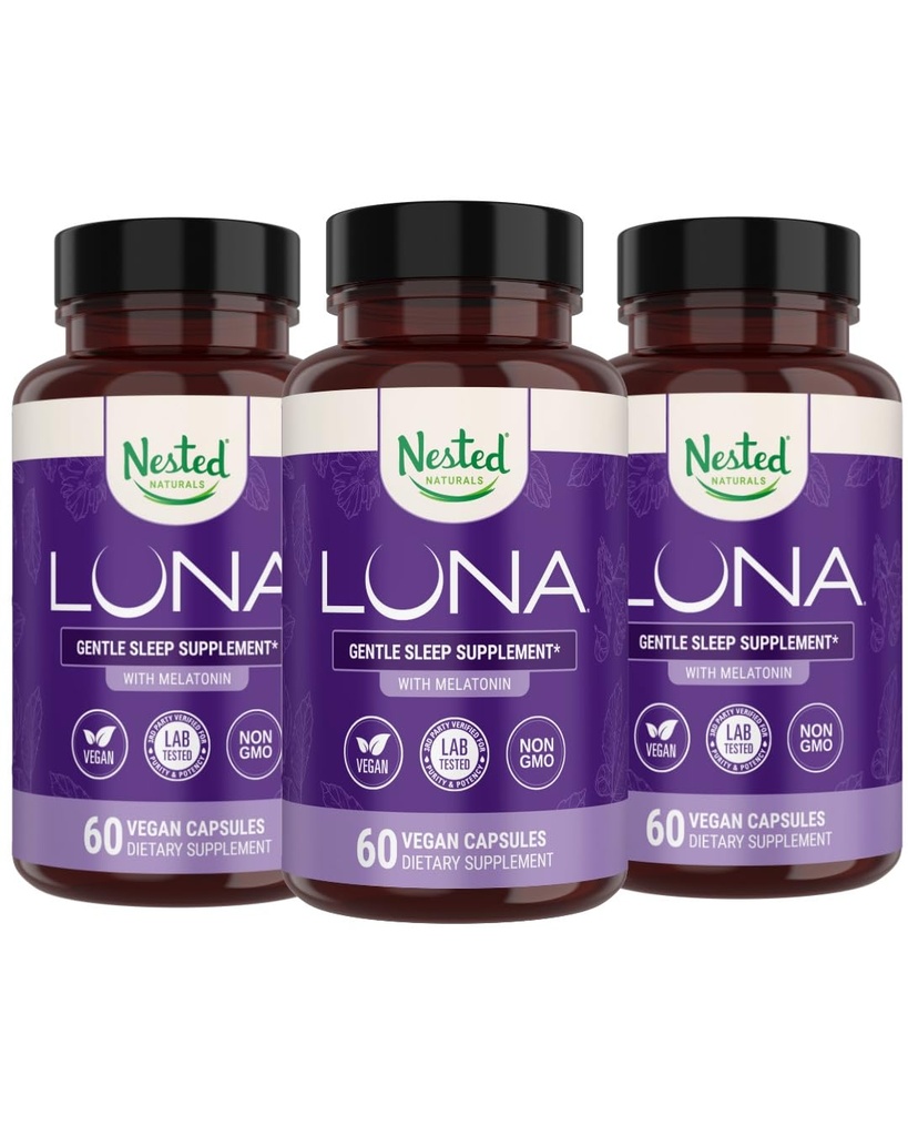 Uhnízděný prírodné Luna bylinný spánok doplnok s Melatonin, Valerián koreň, harmanček 