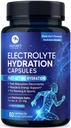 Electrolytes Supplement - 6-in-1 Advanced Hydration Complex with Sodium Chloride, Magnesium, Potassium, Calcium, Vitamin D3 - Best Sugar Free Hydrating Mineral Salt Pills - Vegan & Keto - 60 Capsules