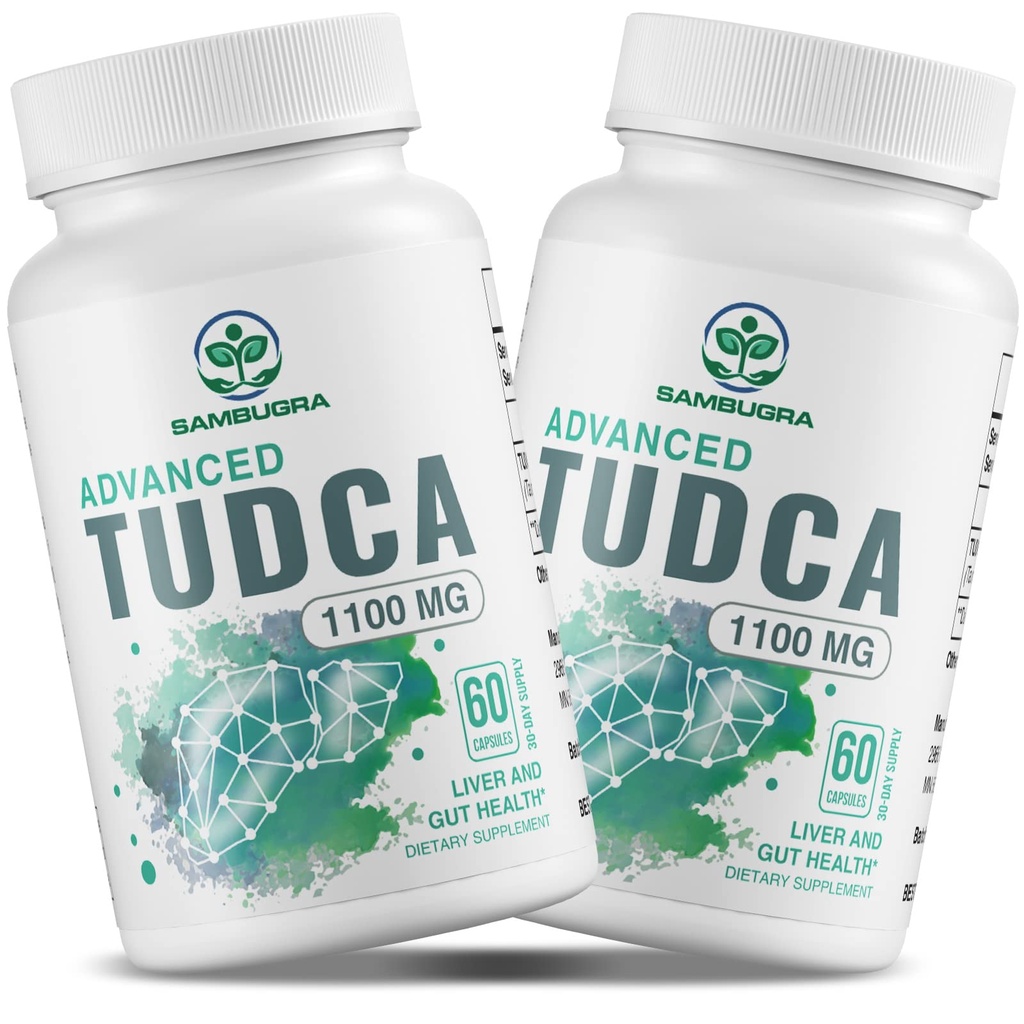 Sambugra TUDCA Pečeň Doplnky 1100mg, 3. Party tested Ultra Strength Bile soľ TUDCA Supplement, Pečeň Podpora pre Detox Čistenie a opravy, 120 Kapsule