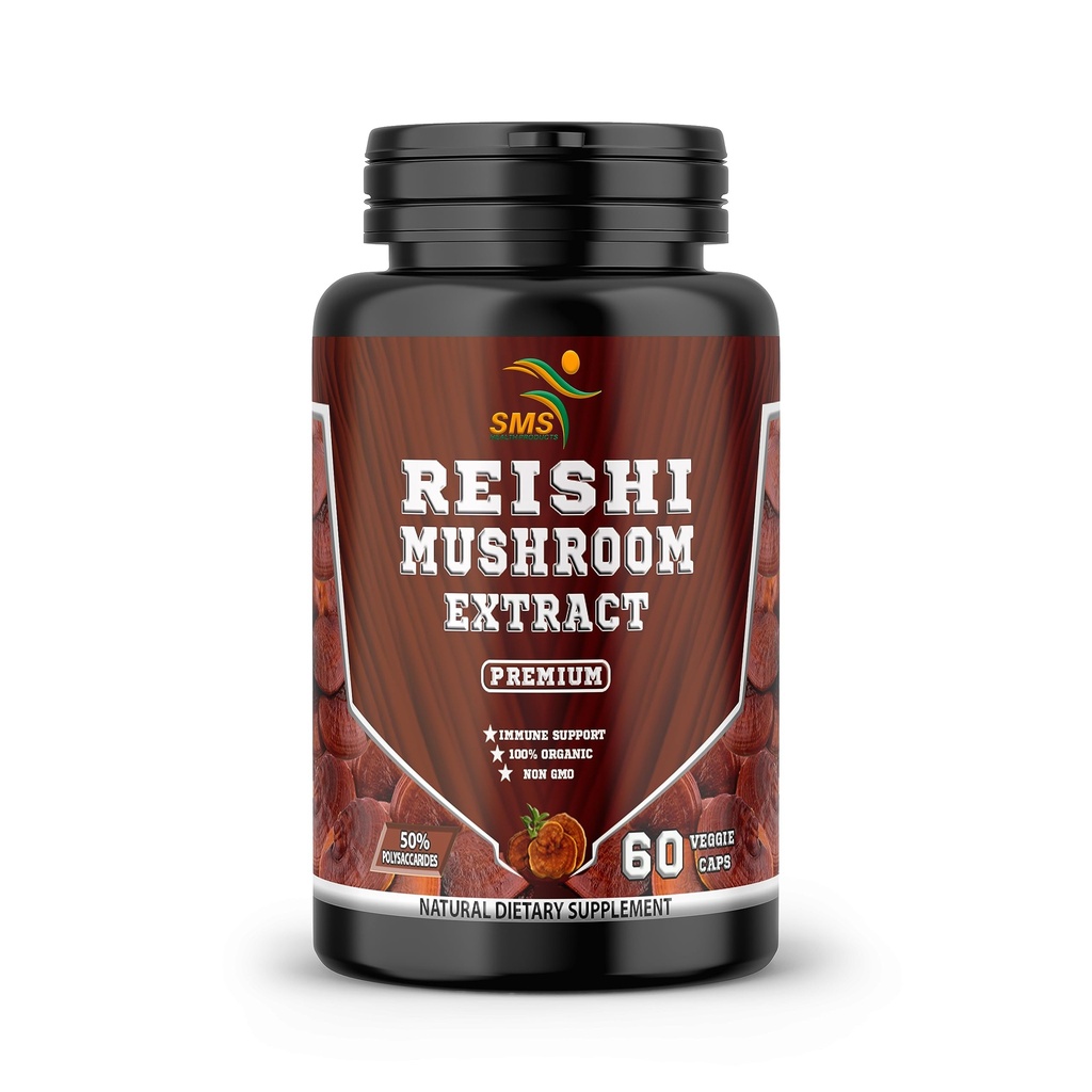 Potent Pure 20:1 Ganoderma Lucidum Extract, Reishi Mushroom 1,000mg Daily, (Vegan Non-GMO,Gluten Free) for Immune Support - 60 Veggie Capsules