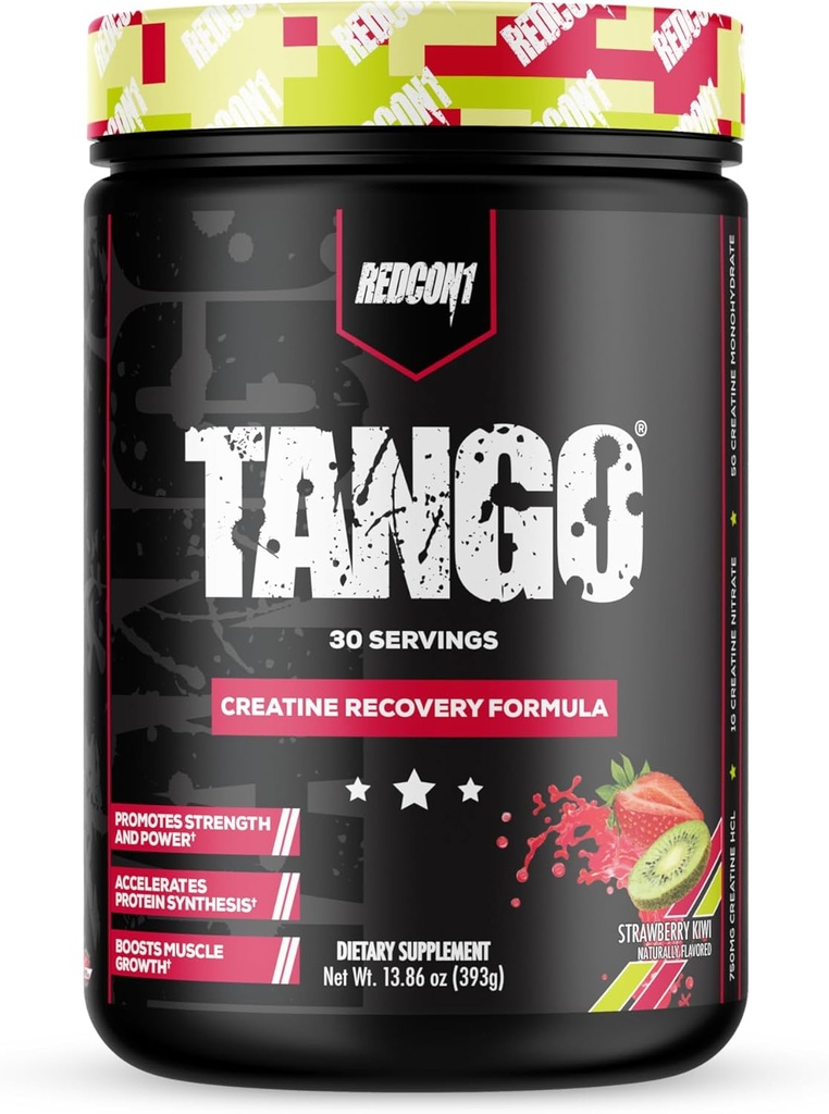 REDCON1 Tango Kreatín prášok, Jahodový Kiwi - bez cukru + Keto priateľský Kreatín doplnok - Betaín Anhydrous pre svalovú vytrvalosť a silu (30 slúži)